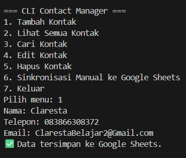 Tutorial Lengkap: Membuat CLI Contact Manager Terhubung Google Sheets dengan Python