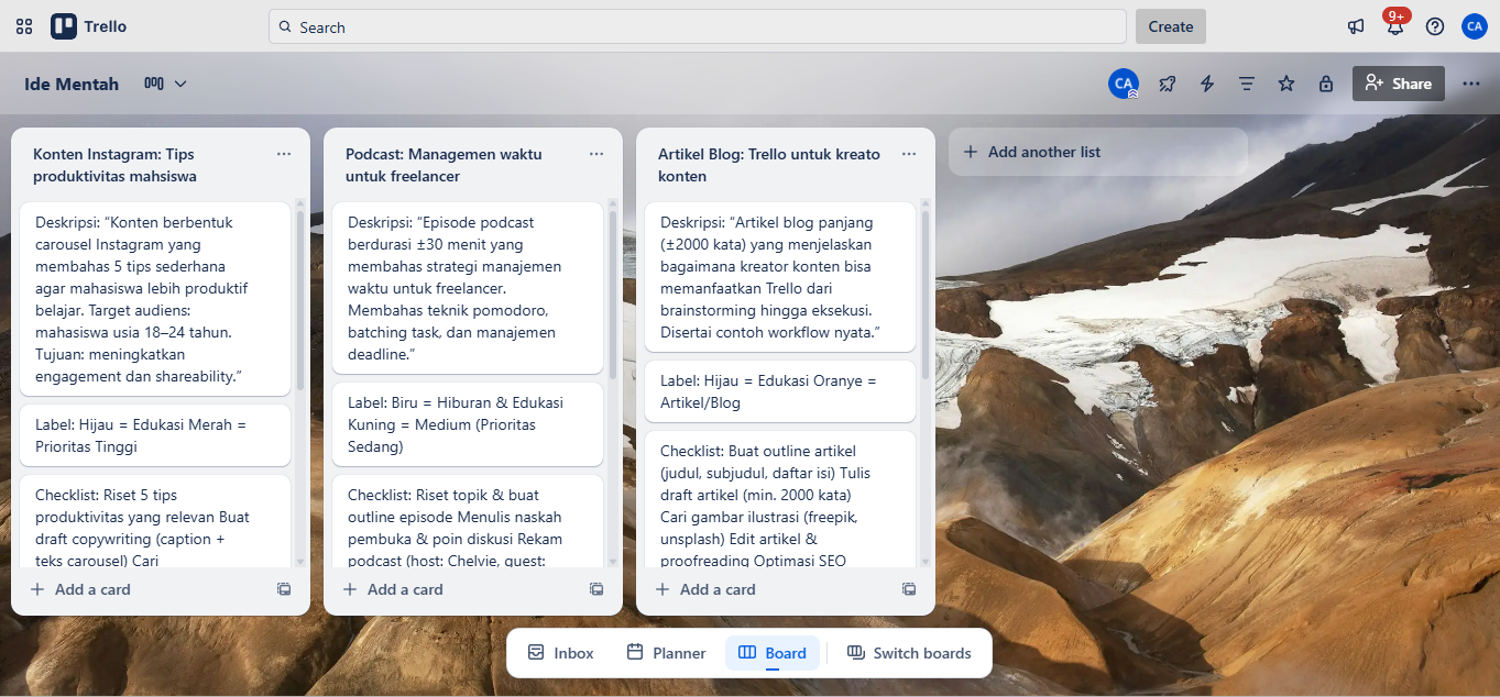 Trello untuk Manajemen Ide Kreatif: Dari Brainstorming ke Eksekusi